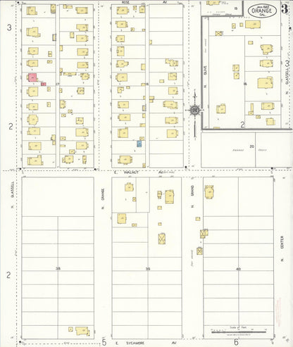 Sanborn Fire Insurance Map from Orange, Orange County, California (1922), Sheet #0003 - Complete Map Set gallery image, historic Sanborn map, vintage wall art, California California