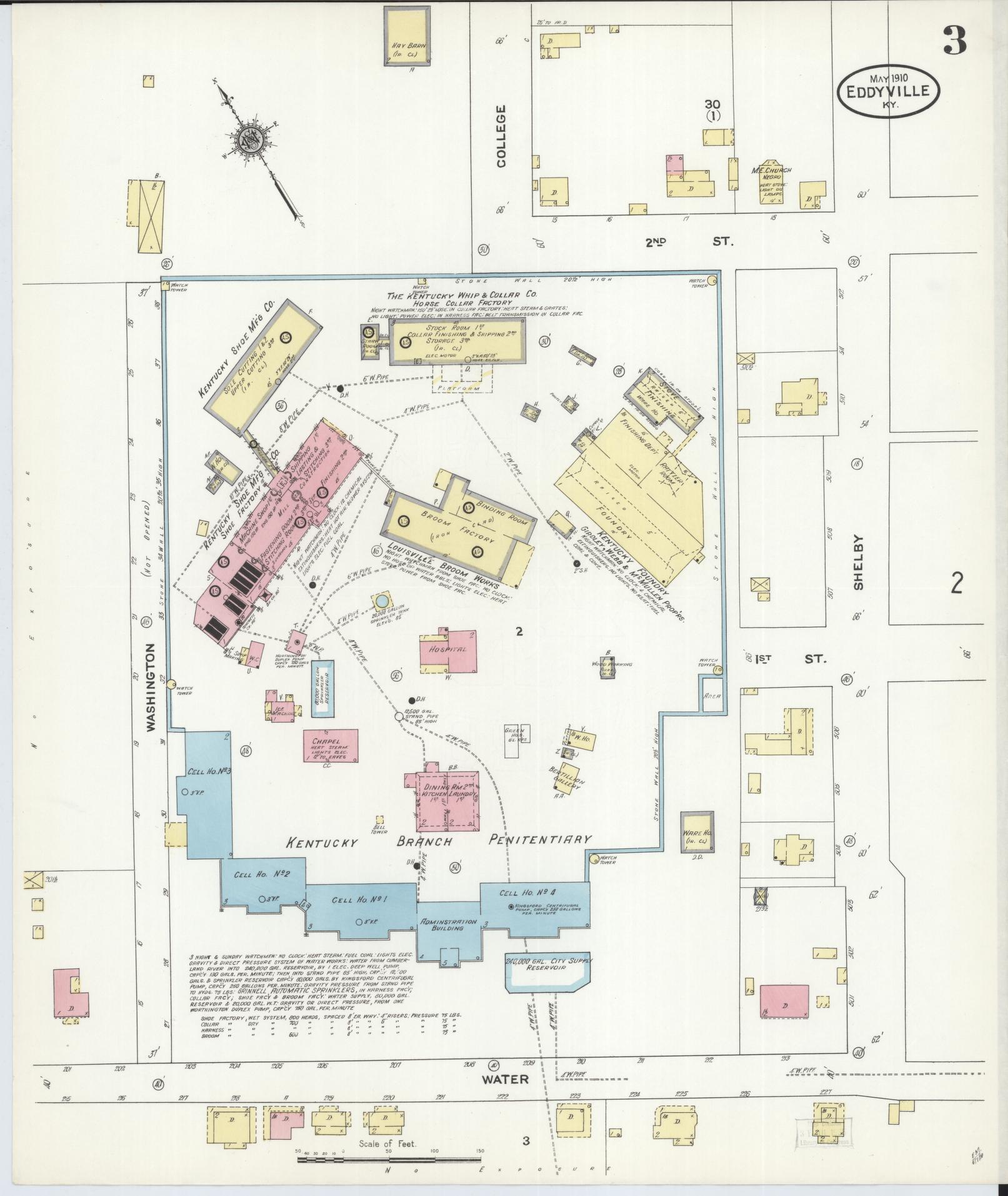 Sanborn Fire Insurance Map from Eddyville, Lyon County, Kentucky (1910), Sheet #0003 - Complete Map Set gallery image, historic Sanborn map, vintage wall art, Kentucky Kentucky