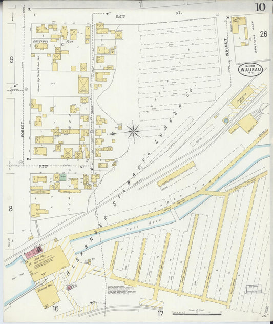 Sanborn Fire Insurance Map from Wausau, Marathon County, Wisconsin (1898), Sheet #0010 - Historic Sanborn Fire Insurance Map Print, vintage old map wall art, antique decor, genealogy gift, Wisconsin Wisconsin map