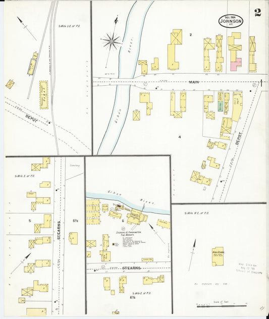 Sanborn Fire Insurance Map from Johnson, Lamoille County, Vermont (1904), Sheet #0002 - Historic Sanborn Fire Insurance Map Print, vintage old map wall art, antique decor, genealogy gift, Vermont Vermont map