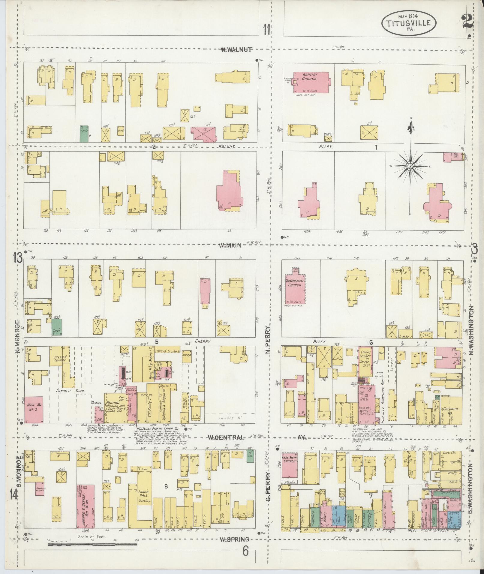 Sanborn Fire Insurance Map from Titusville, Crawford County, Pennsylvania (1904), Sheet #0002 - Complete Map Set gallery image, historic Sanborn map, vintage wall art, Pennsylvania Pennsylvania