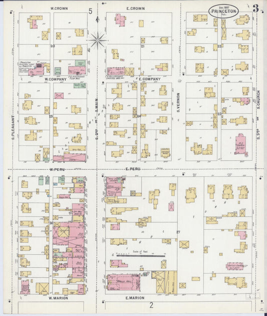 Sanborn Fire Insurance Map from Princeton, Bureau County, Illinois (1897), Sheet #0003 - Historic Sanborn Fire Insurance Map Print, vintage old map wall art, antique decor, genealogy gift, Illinois Illinois map