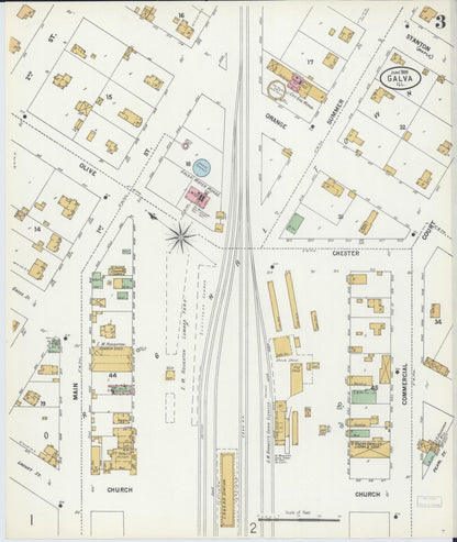 Sanborn Fire Insurance Map from Galva, Henry County, Illinois (1899), Sheet #0003 - Complete Map Set gallery image, historic Sanborn map, vintage wall art, Illinois Illinois