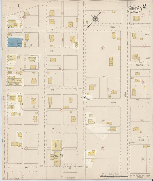 Sanborn Fire Insurance Map from Riddle, Douglas County, Oregon (1931), Sheet #0002 - Historic Sanborn Fire Insurance Map Print, vintage old map wall art, antique decor, genealogy gift, Oregon Oregon map