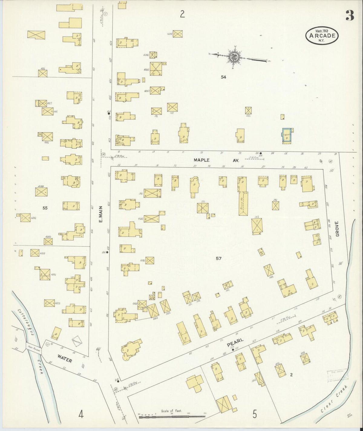 Sanborn Fire Insurance Map from Arcade, Wyoming County, New York (1912), Sheet #0003 - Complete Map Set gallery image, historic Sanborn map, vintage wall art, New York New York