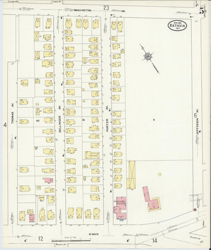 Sanborn Fire Insurance Map from Batavia, Genesee County, New York (1912), Sheet #0005 - Complete Map Set gallery image, historic Sanborn map, vintage wall art, New York New York