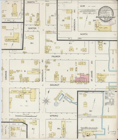 Sanborn Fire Insurance Map from Green Cove Springs, Clay County, Florida (1887), Sheet #0001 - Historic Sanborn Fire Insurance Map Print, vintage old map wall art, antique decor, genealogy gift, Florida Florida map