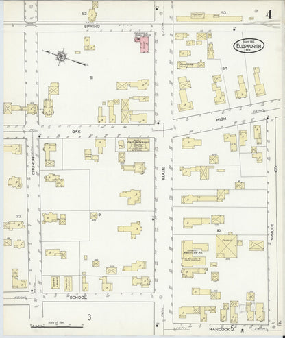 Sanborn Fire Insurance Map from Ellsworth, Hancock County, Maine (1914), Sheet #0004 - Complete Map Set gallery image, historic Sanborn map, vintage wall art, Maine Maine