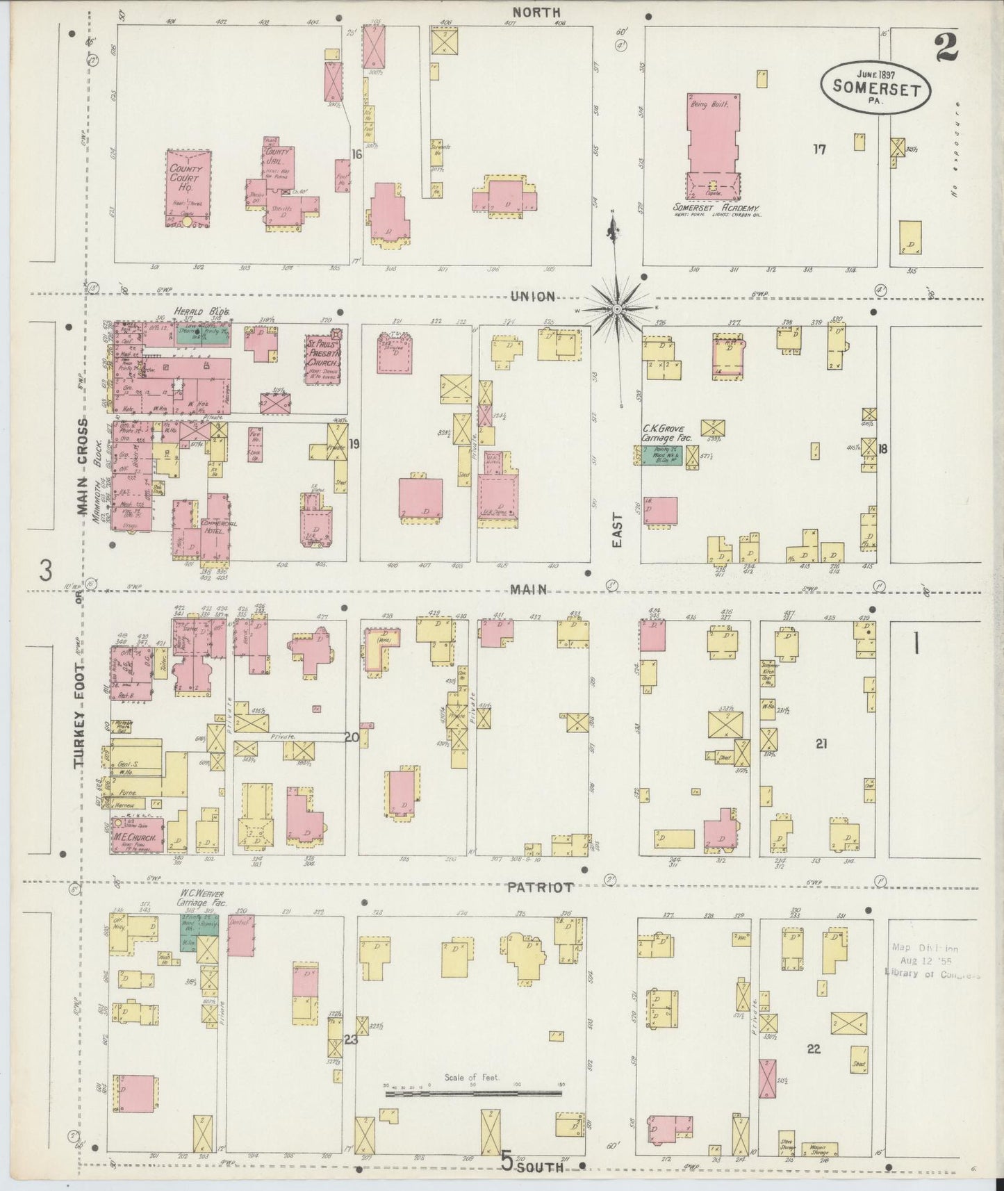 Sanborn Fire Insurance Map from Somerset, Somerset County, Pennsylvania (1897), Sheet #0002 - Complete Map Set gallery image, historic Sanborn map, vintage wall art, Pennsylvania Pennsylvania