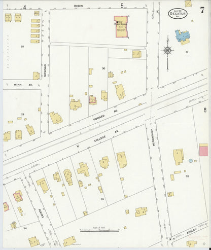 Sanborn Fire Insurance Map from Decatur, De Kalb County, Georgia (1911), Sheet #0007 - Complete Map Set gallery image, historic Sanborn map, vintage wall art, Georgia Georgia