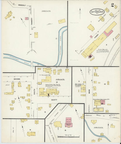 Sanborn Fire Insurance Map from Cattaraugus, Cattaraugus County, New York (1907), Sheet #0002 - Complete Map Set gallery image, historic Sanborn map, vintage wall art, New York New York