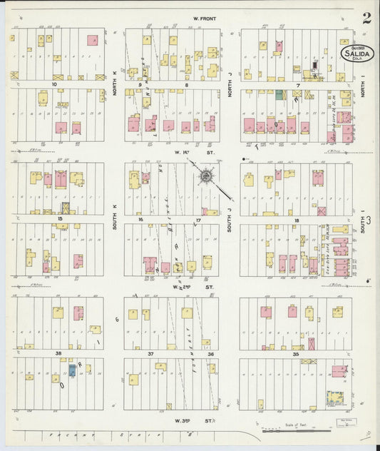 Sanborn Fire Insurance Map from Salida, Chaffee County, Colorado (1909), Sheet #0002 - Historic Sanborn Fire Insurance Map Print, vintage old map wall art, antique decor, genealogy gift, Colorado Colorado map