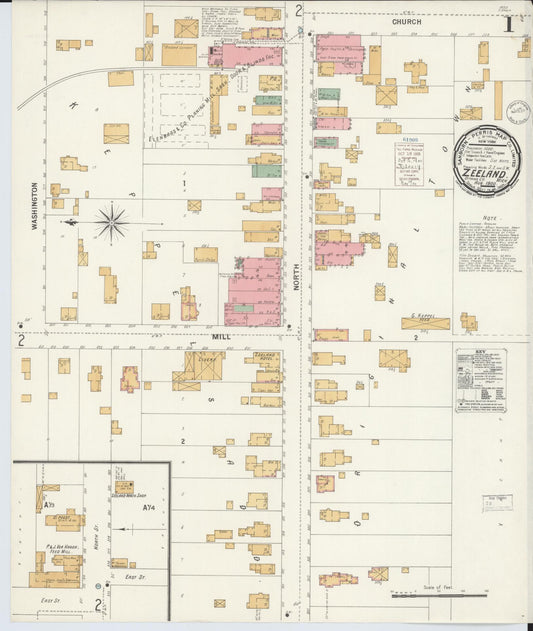 Sanborn Fire Insurance Map from Zeeland, Ottawa County, Michigan (1900), Sheet #0001 - Historic Sanborn Fire Insurance Map Print, vintage old map wall art, antique decor, genealogy gift, Michigan Michigan map