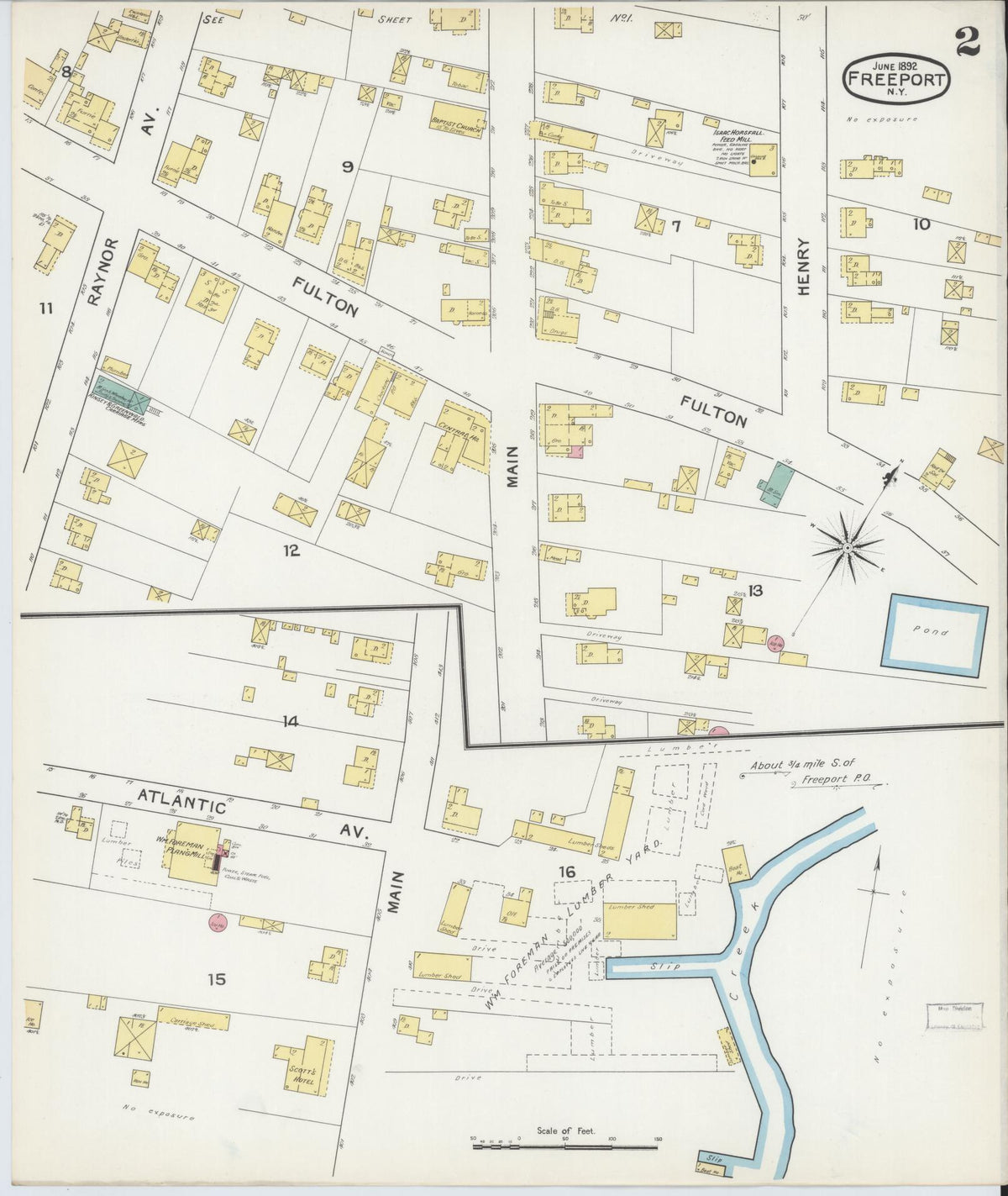 Sanborn Fire Insurance Map from Freeport, Nassau County, New York (1892), Sheet #0002 - Complete Map Set gallery image, historic Sanborn map, vintage wall art, New York New York