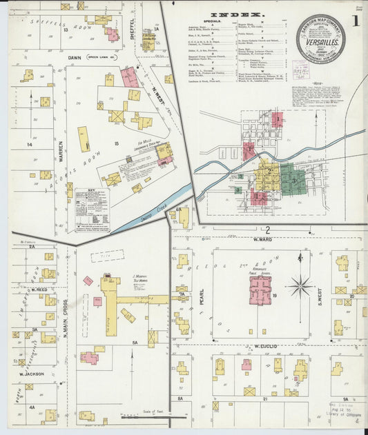 Sanborn Fire Insurance Map from Versailles, Darke County, Ohio (1902), Sheet #0001 - Complete Map Set gallery image, historic Sanborn map, vintage wall art, Ohio Ohio
