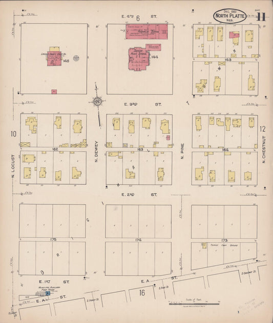 Sanborn Fire Insurance Map from North Platte, Lincoln County, Nebraska (1921), Sheet #0011 - Historic Sanborn Fire Insurance Map Print, vintage old map wall art, antique decor, genealogy gift, Nebraska Nebraska map