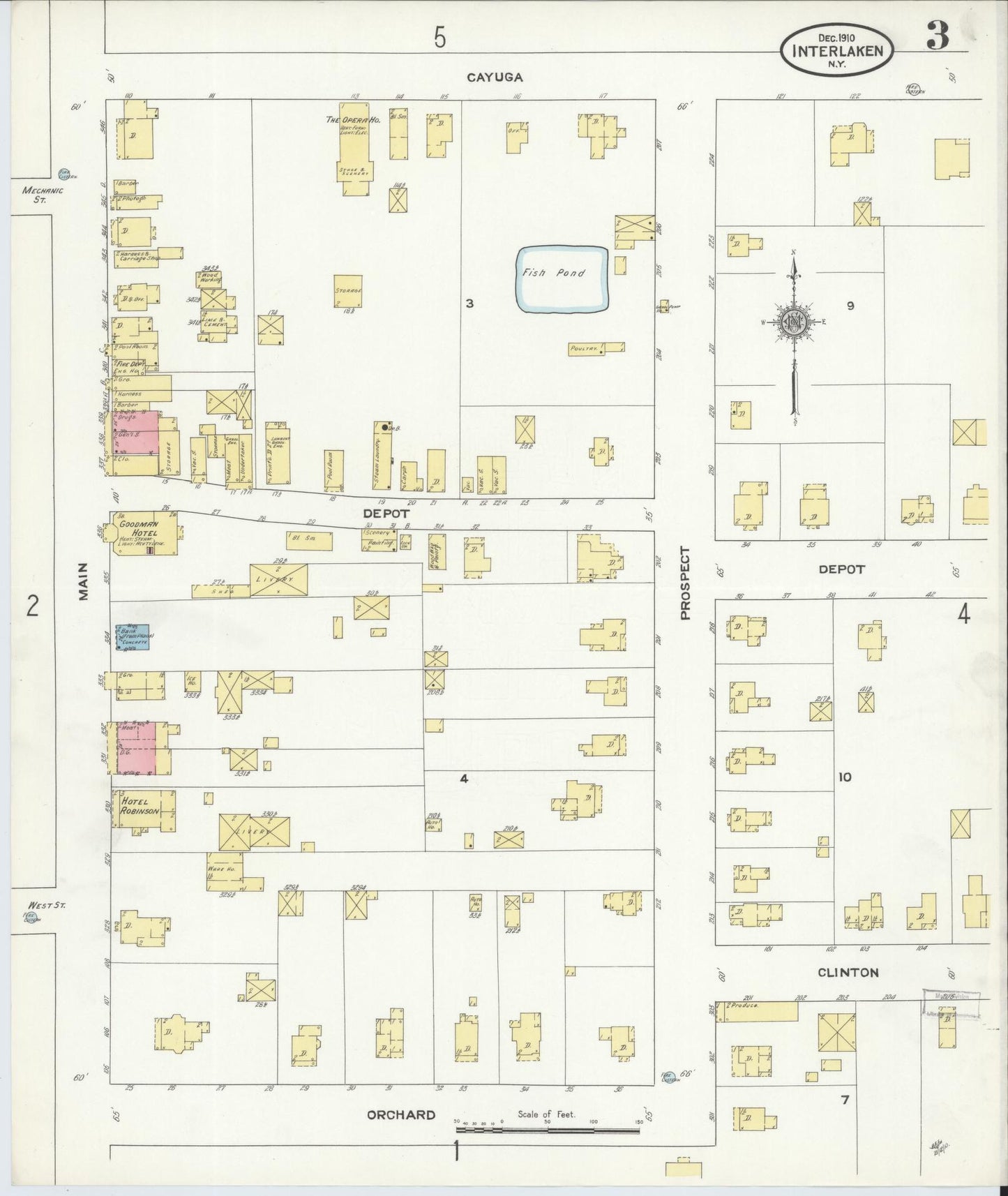 Sanborn Fire Insurance Map from Interlaken, Seneca County, New York (1910), Sheet #0003 - Historic Sanborn Fire Insurance Map Print, vintage old map wall art, antique decor, genealogy gift, New York New York map