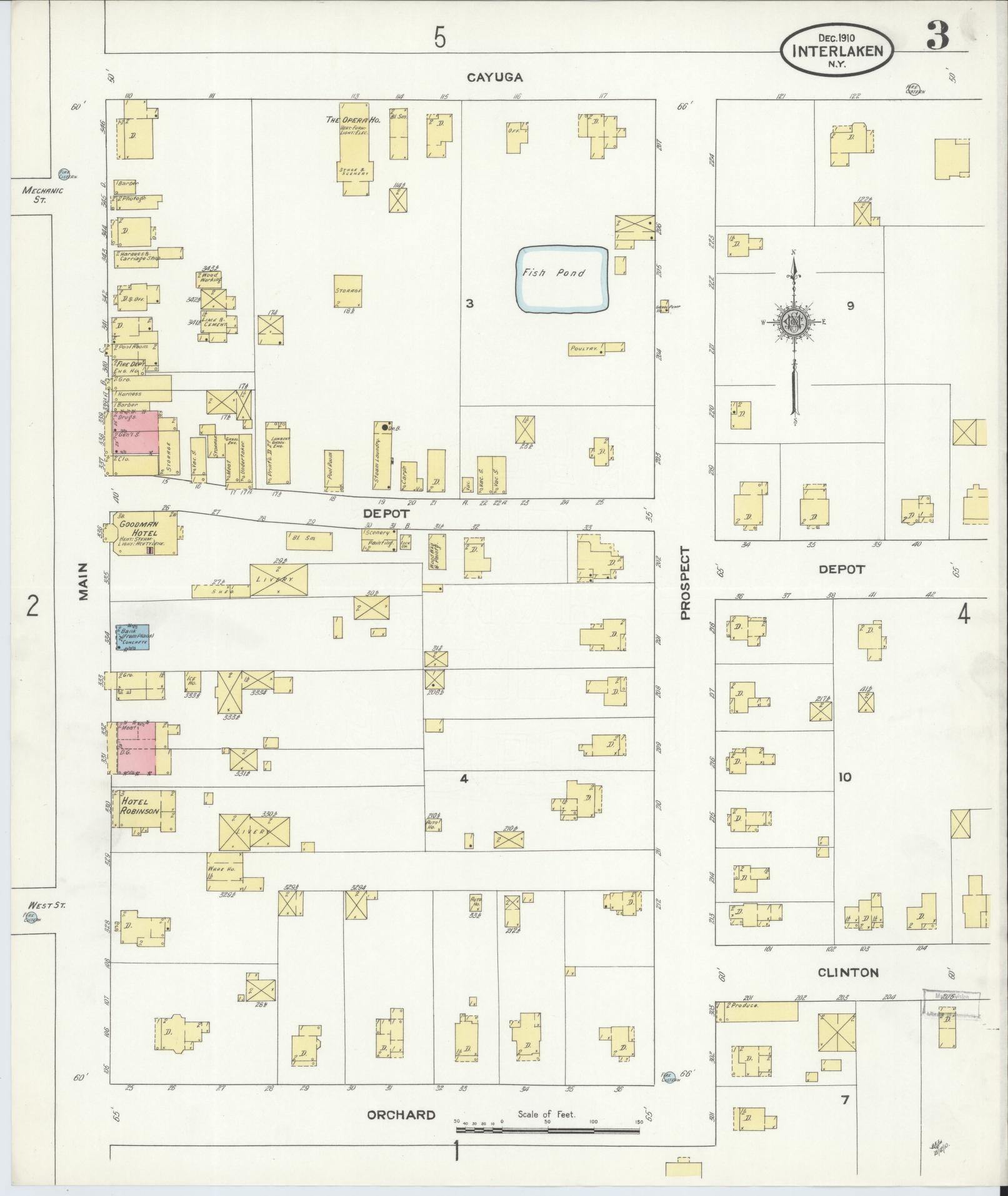 Sanborn Fire Insurance Map from Interlaken, Seneca County, New York (1910), Sheet #0003 - Historic Sanborn Fire Insurance Map Print, vintage old map wall art, antique decor, genealogy gift, New York New York map