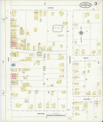 Sanborn Fire Insurance Map from Interlaken, Seneca County, New York (1910), Sheet #0003 - Historic Sanborn Fire Insurance Map Print, vintage old map wall art, antique decor, genealogy gift, New York New York map