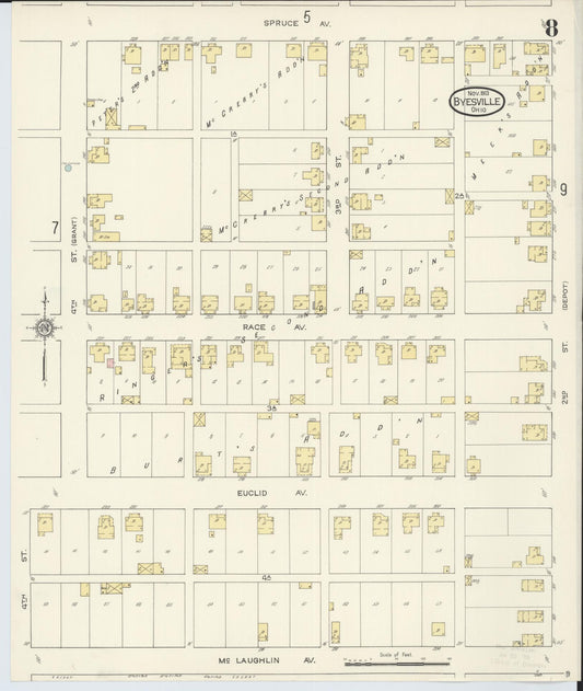 Sanborn Fire Insurance Map from Byesville, Guernsey County, Ohio (1913), Sheet #0008 - Historic Sanborn Fire Insurance Map Print, vintage old map wall art, antique decor, genealogy gift, Ohio Ohio map