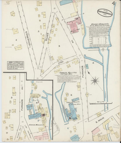 Sanborn Fire Insurance Map from Stafford Springs, Tolland County, Connecticut (1884), Sheet #0004 - Complete Map Set gallery image, historic Sanborn map, vintage wall art, Connecticut Connecticut