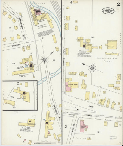 Sanborn Fire Insurance Map from Danbury, Fairfield County, Connecticut (1897), Sheet #0002 - Complete Map Set gallery image, historic Sanborn map, vintage wall art, Connecticut Connecticut