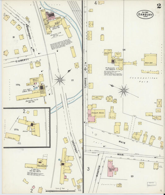 Sanborn Fire Insurance Map from Danbury, Fairfield County, Connecticut (1897), Sheet #0002 - Complete Map Set gallery image, historic Sanborn map, vintage wall art, Connecticut Connecticut