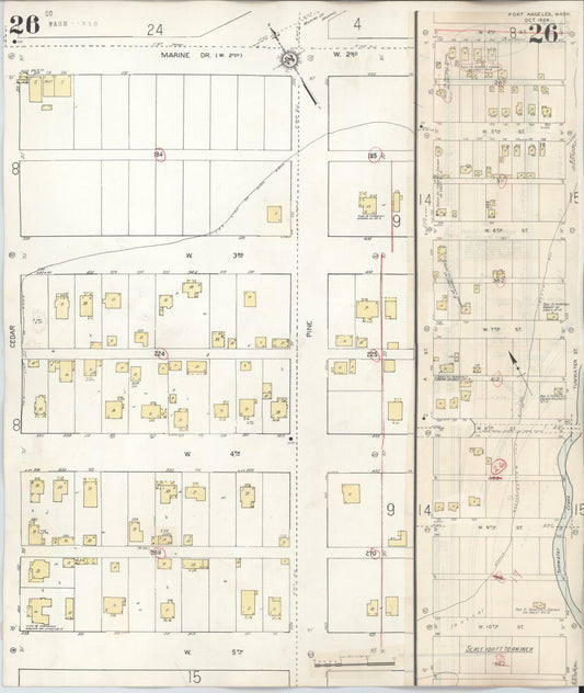 Sanborn Fire Insurance Map from Port Angeles, Clallam County, Washington (1949), Sheet #0026 - Historic Sanborn Fire Insurance Map Print, vintage old map wall art, antique decor, genealogy gift, Washington Washington map