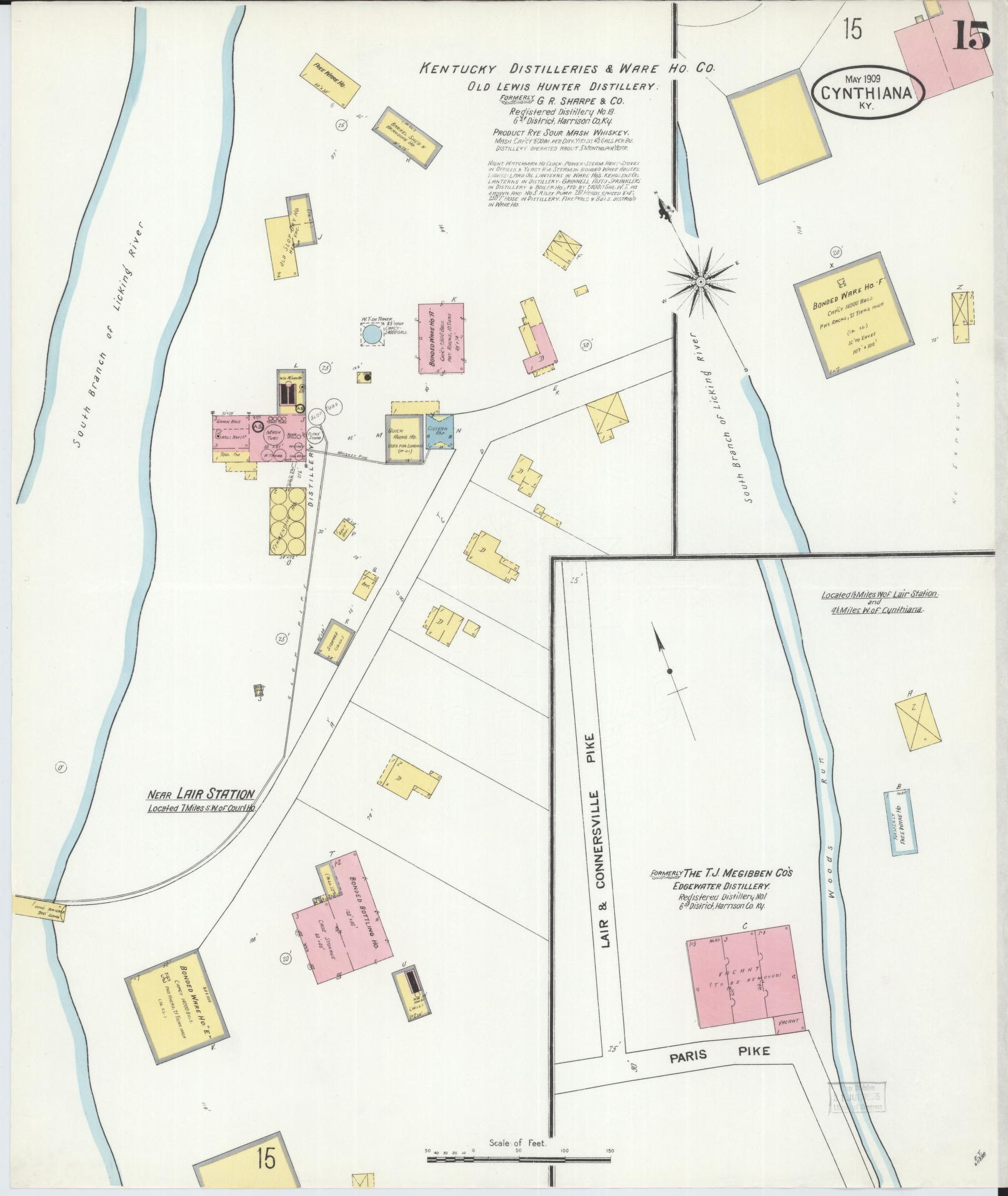 Sanborn Fire Insurance Map from Cynthiana, Harrison County, Kentucky (1909), Sheet #0015 - Historic Sanborn Fire Insurance Map Print, vintage old map wall art, antique decor, genealogy gift, Kentucky Kentucky map