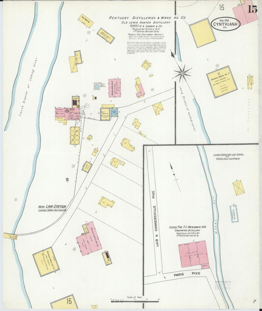 Sanborn Fire Insurance Map from Cynthiana, Harrison County, Kentucky (1909), Sheet #0015 - Historic Sanborn Fire Insurance Map Print, vintage old map wall art, antique decor, genealogy gift, Kentucky Kentucky map