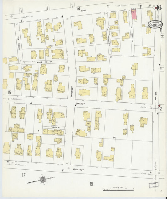 Sanborn Fire Insurance Map from Clinton, Worcester County, Massachusetts (1911), Sheet #0016 - Historic Sanborn Fire Insurance Map Print, vintage old map wall art, antique decor, genealogy gift, Massachusetts Massachusetts map
