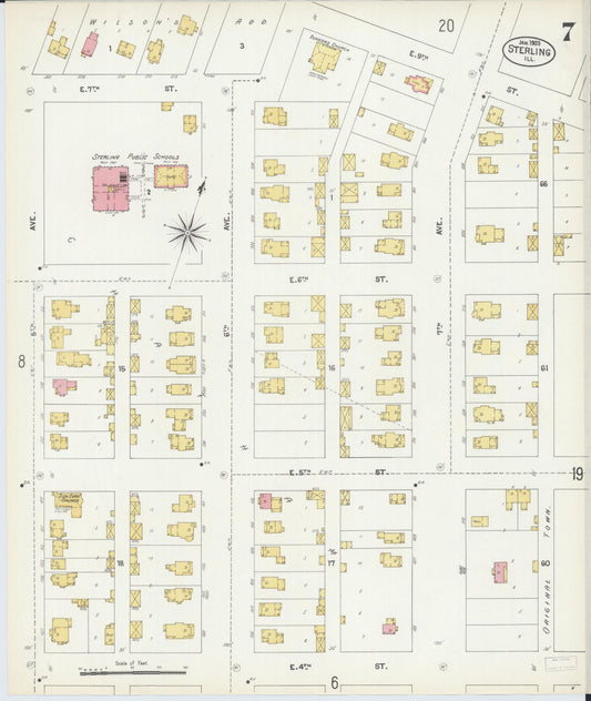 Sanborn Fire Insurance Map from Sterling, Whiteside County, Illinois (1903), Sheet #0007 - Historic Sanborn Fire Insurance Map Print, vintage old map wall art, antique decor, genealogy gift, Illinois Illinois map