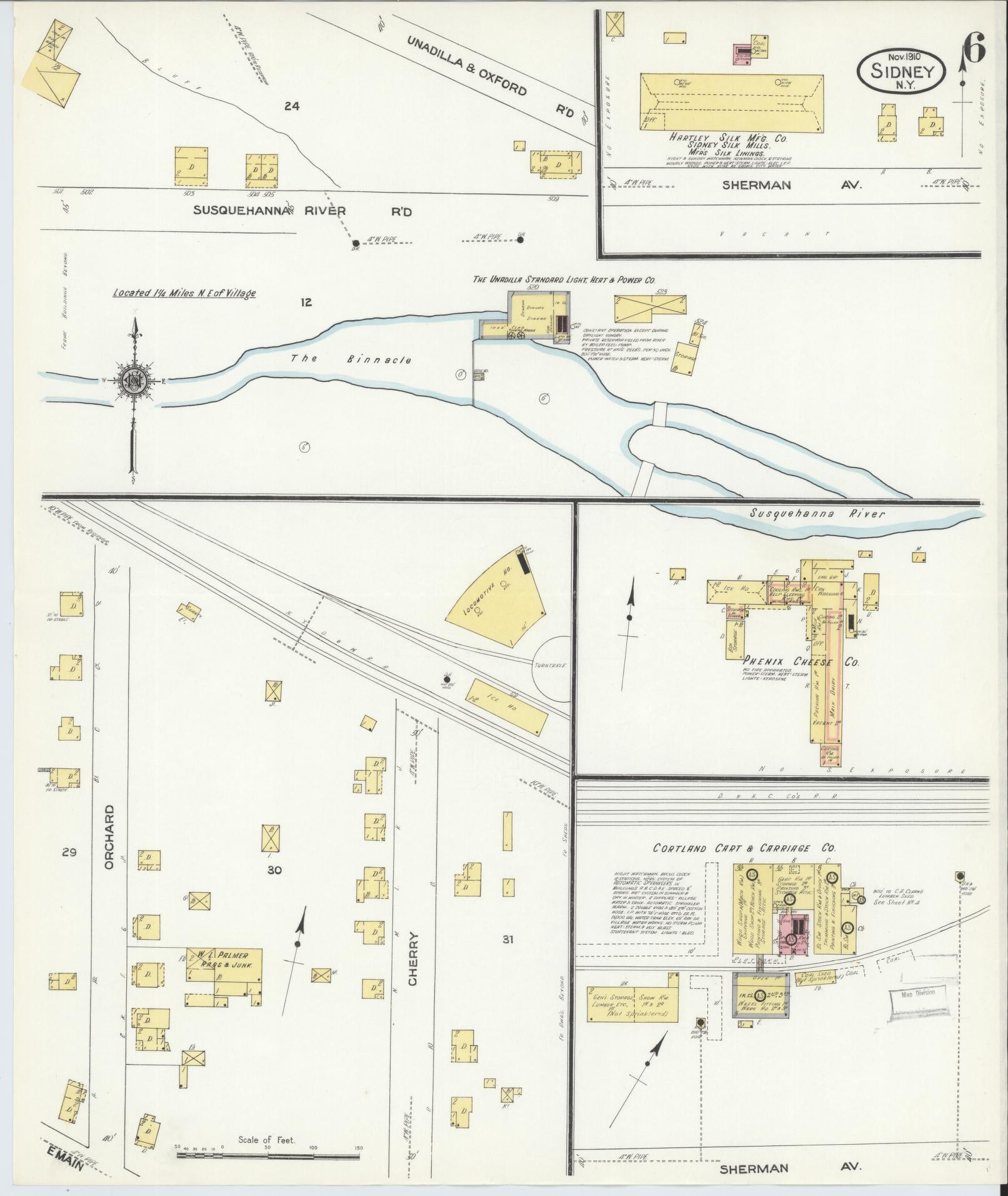 Sanborn Fire Insurance Map from Sidney, Delaware County, New York (1910), Sheet #0006 - Complete Map Set gallery image, historic Sanborn map, vintage wall art, Sidney Delaware