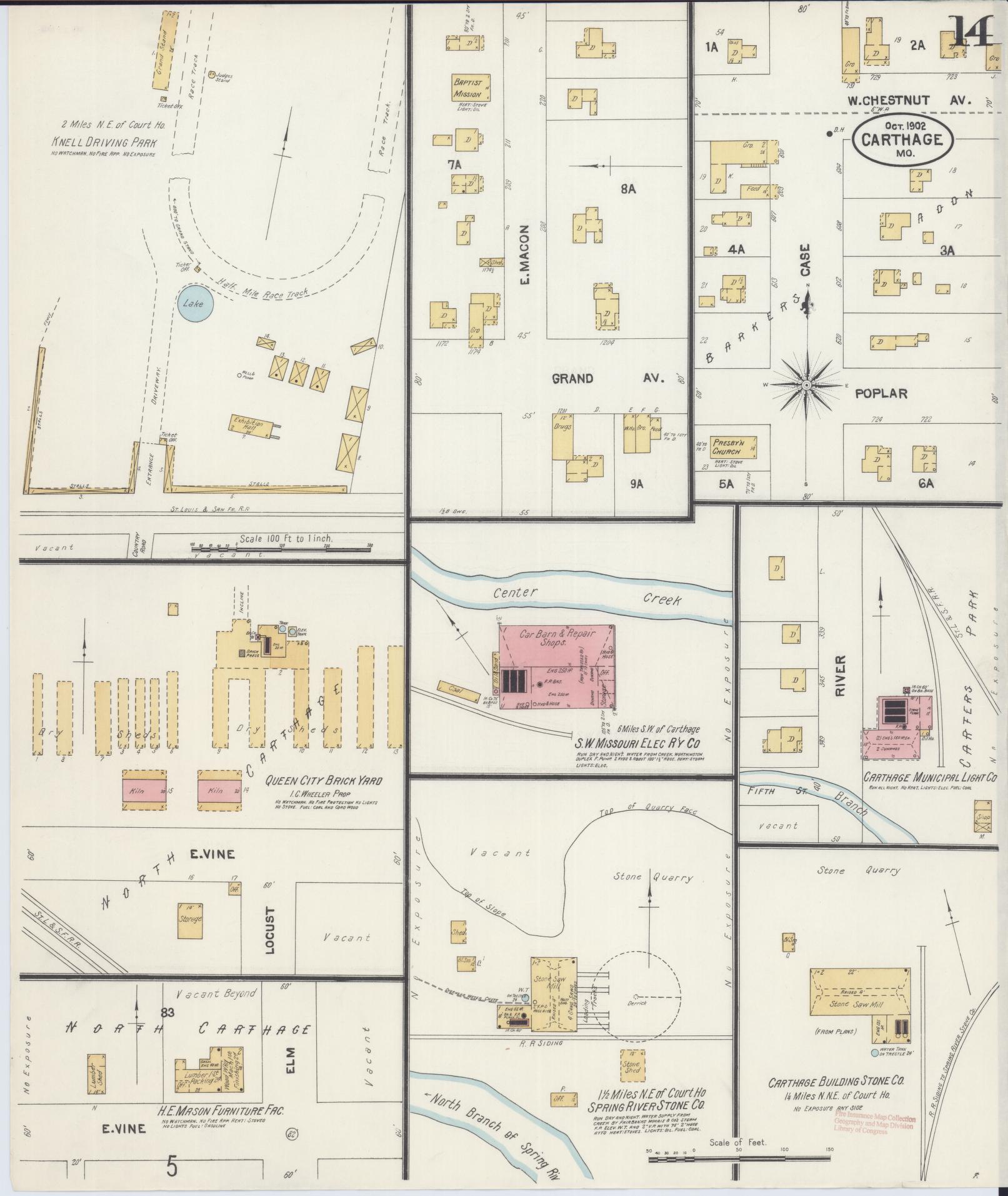 Sanborn Fire Insurance Map from Carthage, Jasper County, Missouri (1902), Sheet #0014 - Complete Map Set gallery image, historic Sanborn map, vintage wall art, Missouri Missouri