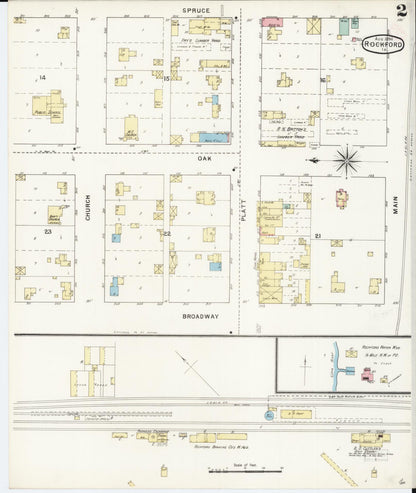 Sanborn Fire Insurance Map from Rockford, Floyd County, Iowa (1894), Sheet #0002 - Historic Sanborn Fire Insurance Map Print, vintage old map wall art