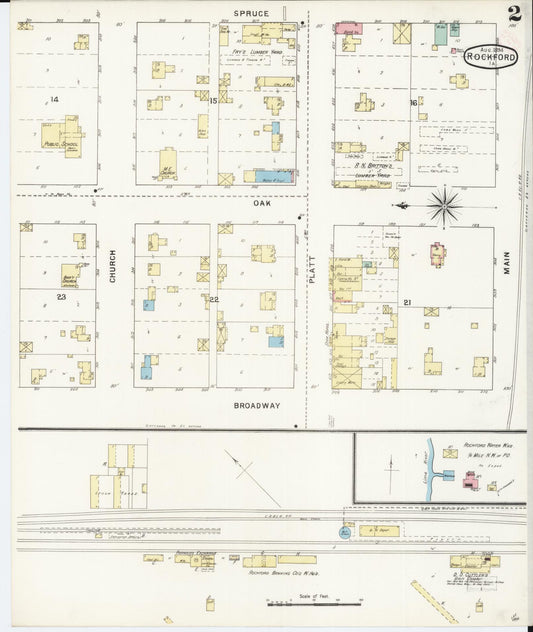 Sanborn Fire Insurance Map from Rockford, Floyd County, Iowa (1894), Sheet #0002 - Historic Sanborn Fire Insurance Map Print, vintage old map wall art