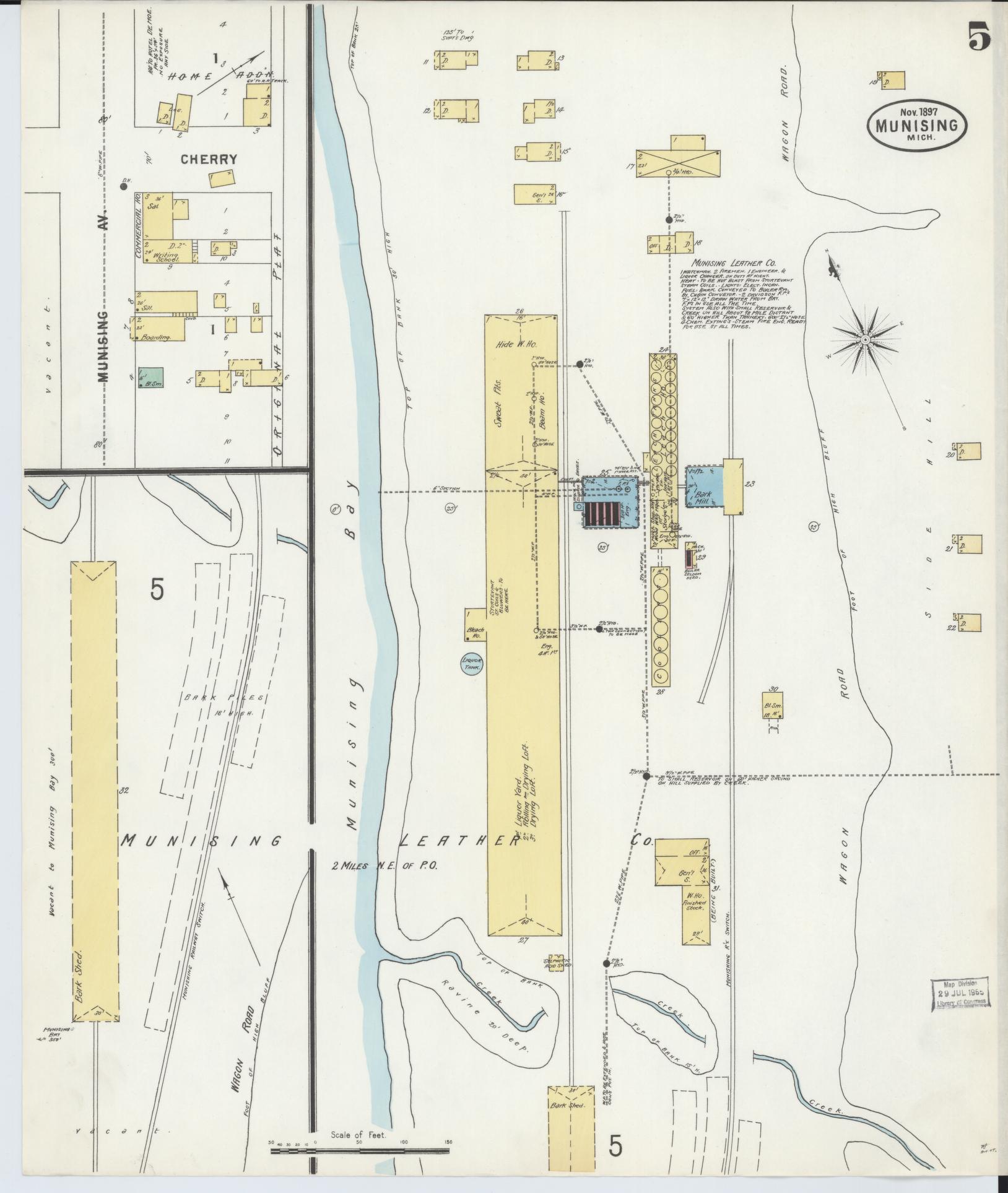 Sanborn Fire Insurance Map from Munising, Alger County, Michigan (1897), Sheet #0005 - Historic Sanborn Fire Insurance Map Print, vintage old map wall art, antique decor, genealogy gift, Michigan Michigan map