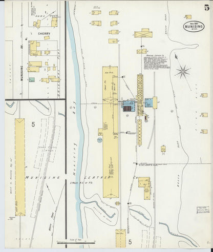 Sanborn Fire Insurance Map from Munising, Alger County, Michigan (1897), Sheet #0005 - Historic Sanborn Fire Insurance Map Print, vintage old map wall art, antique decor, genealogy gift, Michigan Michigan map