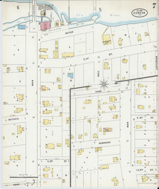 Sanborn Fire Insurance Map from Geneva, Kane County, Illinois (1897), Sheet #0007 - Historic Sanborn Fire Insurance Map Print, vintage old map wall art, antique decor, genealogy gift, Illinois Illinois map