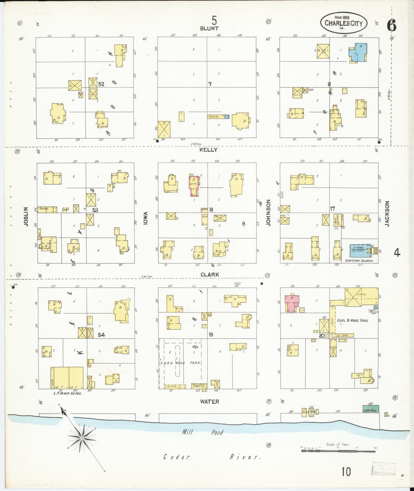 Sanborn Fire Insurance Map from Charles City, Floyd County, Iowa (1902), Sheet #0006 - Historic Sanborn Fire Insurance Map Print, vintage old map wall art