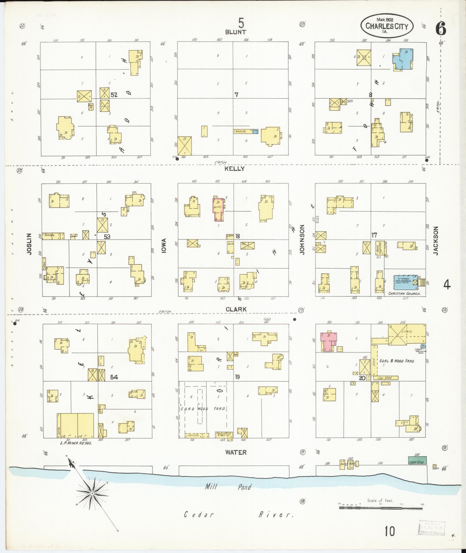 Sanborn Fire Insurance Map from Charles City, Floyd County, Iowa (1902), Sheet #0006 - Historic Sanborn Fire Insurance Map Print, vintage old map wall art