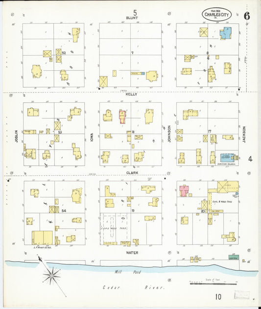 Sanborn Fire Insurance Map from Charles City, Floyd County, Iowa (1902), Sheet #0006 - Historic Sanborn Fire Insurance Map Print, vintage old map wall art