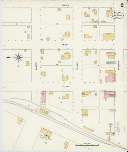Sanborn Fire Insurance Map from Queen City, Cass County, Texas (1906), Sheet #0002 - Historic Sanborn Fire Insurance Map Print, vintage old map wall art, antique decor, genealogy gift, Texas Texas map