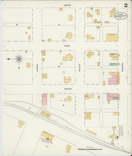 Sanborn Fire Insurance Map from Queen City, Cass County, Texas (1906), Sheet #0002 - Historic Sanborn Fire Insurance Map Print, vintage old map wall art, antique decor, genealogy gift, Texas Texas map