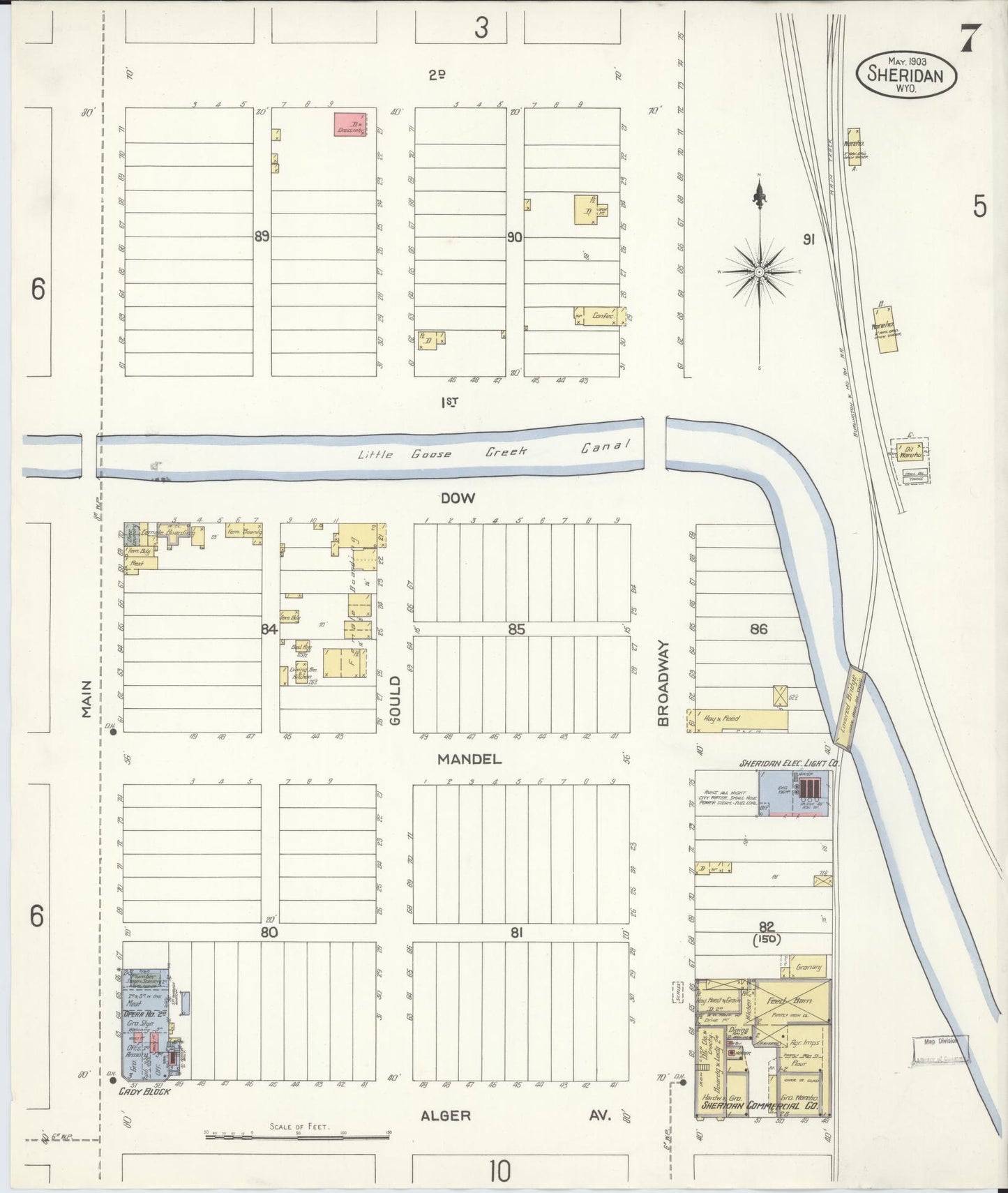 Sanborn Fire Insurance Map from Sheridan, Sheridan County, Wyoming (1903), Sheet #0007 - Historic Sanborn Fire Insurance Map Print, vintage old map wall art, antique decor, genealogy gift, Wyoming Wyoming map