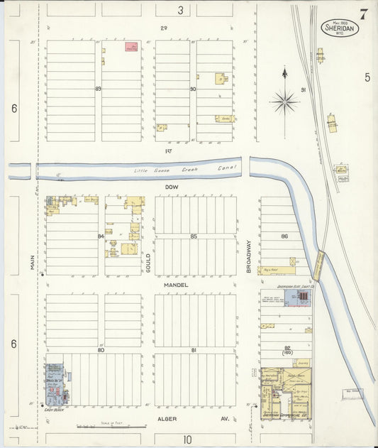 Sanborn Fire Insurance Map from Sheridan, Sheridan County, Wyoming (1903), Sheet #0007 - Historic Sanborn Fire Insurance Map Print, vintage old map wall art, antique decor, genealogy gift, Wyoming Wyoming map