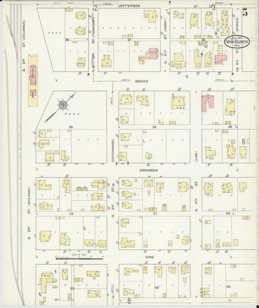 Sanborn Fire Insurance Map from Van Buren, Crawford County, Arkansas (1914), Sheet #0005 - Historic Sanborn Fire Insurance Map Print, vintage old map wall art, antique decor, genealogy gift, Arkansas Arkansas map