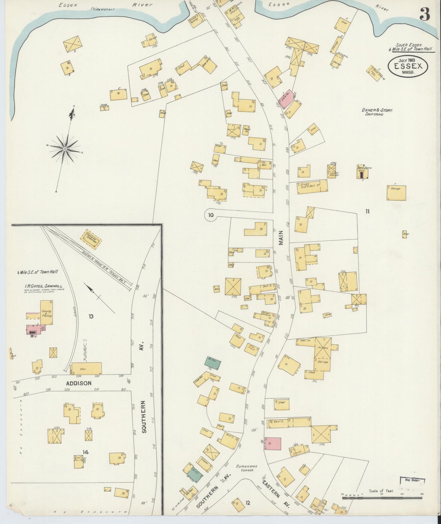 Sanborn Fire Insurance Map from Essex, Essex County, Massachusetts (1903), Sheet #0003 - Complete Map Set gallery image, historic Sanborn map, vintage wall art, Massachusetts Massachusetts