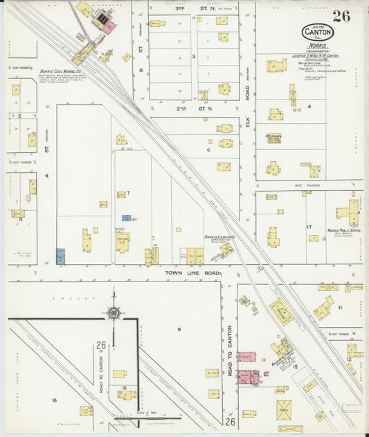 Sanborn Fire Insurance Map from Canton, Fulton County, Illinois (1917), Sheet #0026 - Historic Sanborn Fire Insurance Map Print, vintage old map wall art, antique decor, genealogy gift, Illinois Illinois map