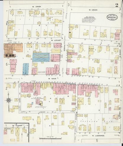 Sanborn Fire Insurance Map from Morenci, Lenawee County, Michigan (1914), Sheet #0002 - Historic Sanborn Fire Insurance Map Print, vintage old map wall art, antique decor, genealogy gift, Michigan Michigan map